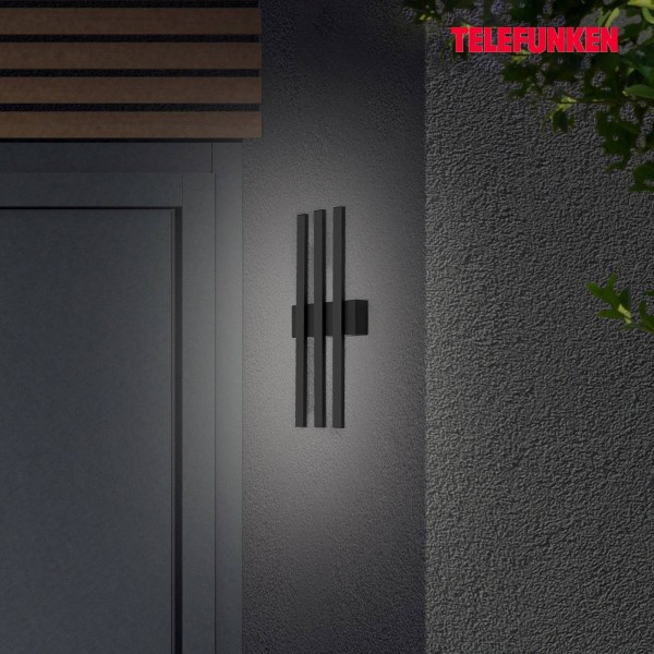 Telefunken led buitenwandlamp graz indirect 3-lamps zwart