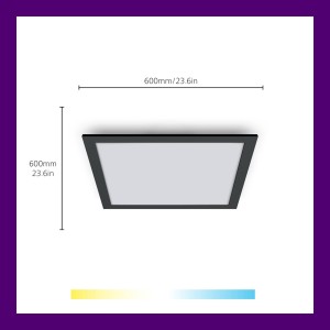 WiZ LED paneel, zwart, 60×60 cm