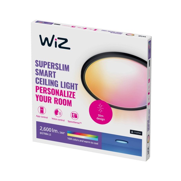 Wiz superslim led plafondlamp rgbw ø42cm zwart