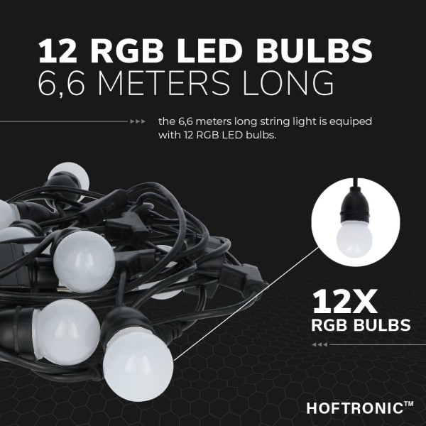 Hoftronic 132m 2x66m led string light rgb buiten l 6