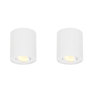 HOFTRONIC 2x Dimbare LED Opbouwspot plafond Ray Wit incl. GU10 spot 5W 2700K IP20 kantelbaar