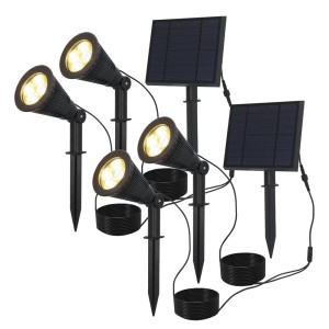 HOFTRONIC 2x Solar LED tuinspot Bend Duo met los zonnepaneel 3000K warm wit Prikspot