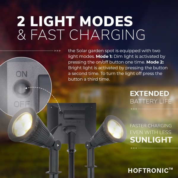 Hoftronic 2x solar led tuinspot bend duo met los z 4