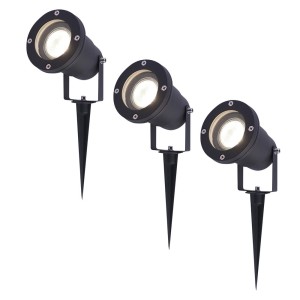 HOFTRONIC 3x LED Prikspot zwart Sydney aluminium 5W 4000K IP65 Voor buitengebruik