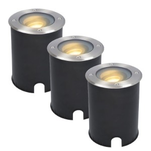 HOFTRONIC 3x Lilly dimbare LED Grondspot – Kantelbaar – Overrijdbaar – Rond – RVS – 2700K – 5 Watt – IP67 waterdicht – 3 jaar garantie