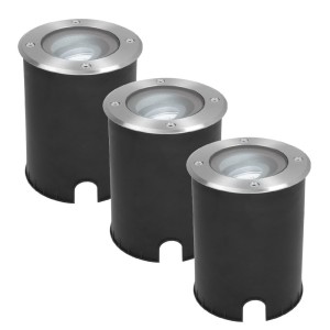 HOFTRONIC 3x Lilly dimbare LED Grondspot – Kantelbaar – Overrijdbaar – Rond – RVS – 6000K – 5 Watt – IP67 waterdicht – 3 jaar garantie