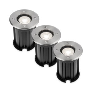 HOFTRONIC 3x Maisy dimbare LED grondspot – Rond – RVS – 6000K daglicht wit – 5 Watt – IP65 straal waterdicht – 3 jaar garantie