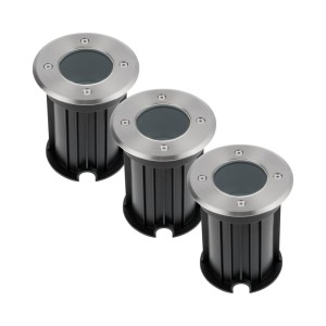 HOFTRONIC 3x Maisy dimbare LED Grondspot rond RVS excl. lichtbron IP67 straal waterdicht 3 jaar garantie