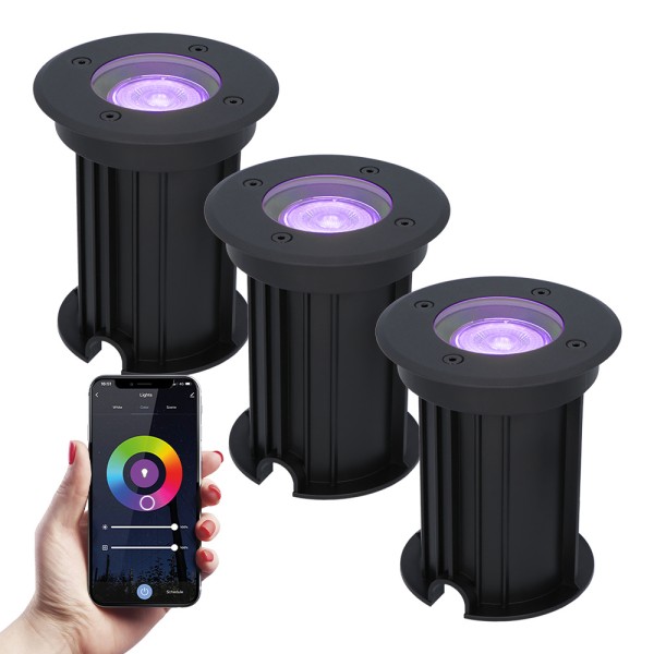 hoftronic 3x maisy dimbare led grondspot rond zwar