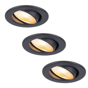 HOFTRONIC 3x Malta – LED inbouwspots badkamer – zwart – IP44 – 5W – 1800-2700K dim to warm – dimbaar – 5 jaar garantie