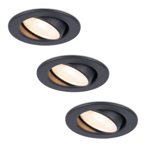 HOFTRONIC 3x Malta – LED inbouwspots badkamer – zwart – IP44 – 5W – 2700K warm wit – dimbaar – 5 jaar garantie