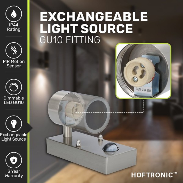 Hoftronic 3x mason wandlamp 4000k warm wit bewegin 5