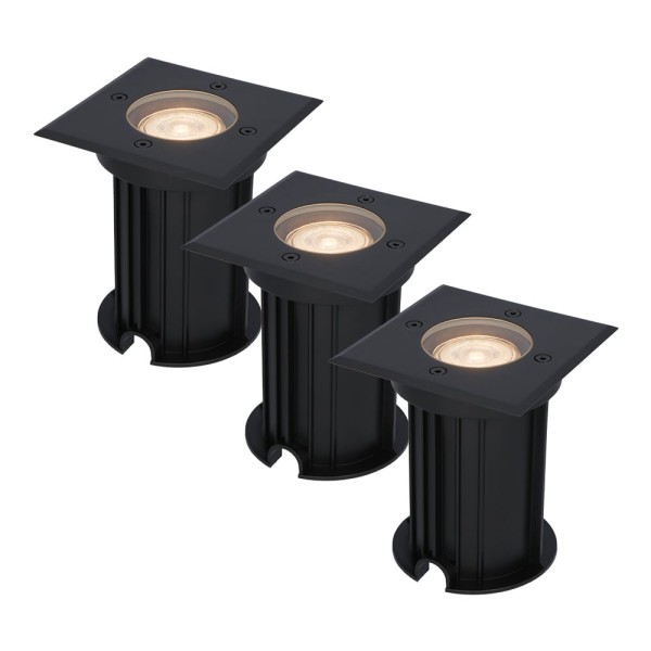 Hoftronic 3x ramsay dimbare led grondspot vierkant 45