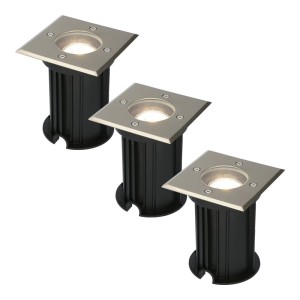 HOFTRONIC 3x Ramsay dimbare LED grondspot – Vierkant – RVS – 4000K neutraal wit – 5 Watt – IP67 straal waterdicht – 3 jaar garantie