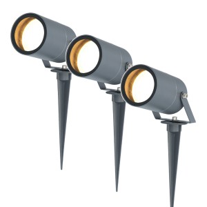 HOFTRONIC 3x Spikey dimbare LED prikspot aluminium antraciet excl. GU10 spot IP65 waterdicht 3 jaar garantie