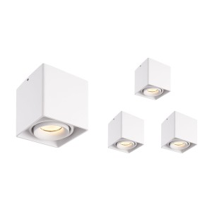 HOFTRONIC 4x Dimbare LED opbouw plafondspot Esto Wit incl. GU10 spot 5W 2700K IP20 kantelbaar