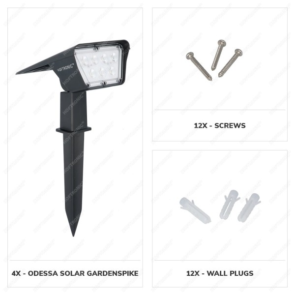 Hoftronic 4x odessa led solar tuinspot 3000k warm 8