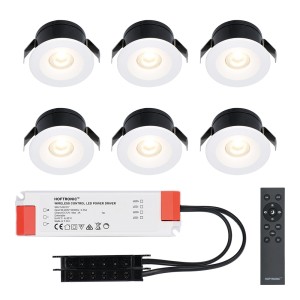 HOFTRONIC 6x Cadiz – Mini 12V LED inbouwspot wit met trafo – 3 Watt – Dimbaar – IP44 waterdicht voor buiten – 2700K Warm wit – Lage inbouwdiepte 26mm – Voor veranda, badkamer, carport en binnenruimtes