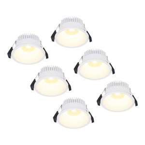 HOFTRONIC 6x Finn Dimbare LED inbouwspot – 10 Watt – Plafondspot – 2700K warm wit – 900 Lumen – Binnen & buiten – Verzonken spot – Wit