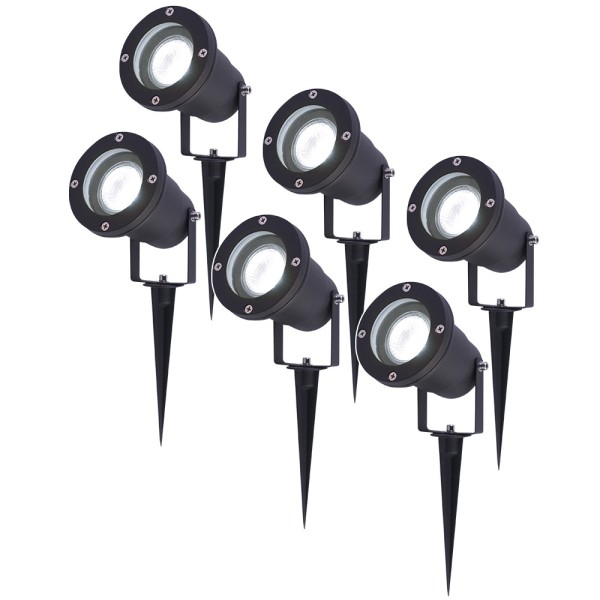 Hoftronic 6x led prikspot zwart sydney aluminium 5