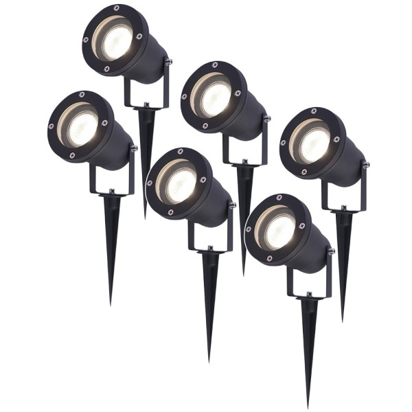 Hoftronic 6x led prikspot zwart sydney aluminium 5 9