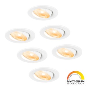 HOFTRONIC 6x Malta – LED inbouwspots badkamer – wit – IP44 – 5W – 1800-2700K dim to warm – dimbaar – 5 jaar garantie