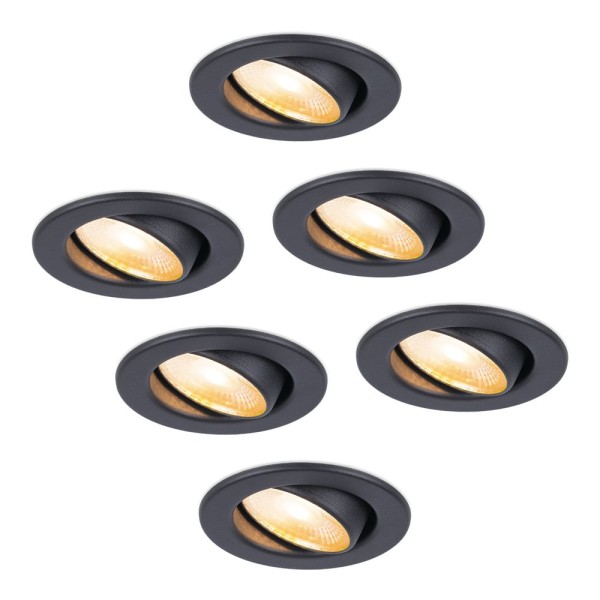 Hoftronic 6x malta led inbouwspots badkamer zwart