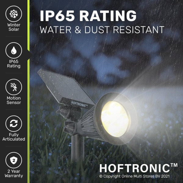 Hoftronic 6x solar led prikspot tuinspot bend pir 2