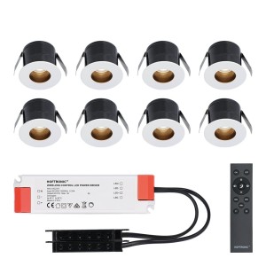 HOFTRONIC 8x Olivia – Mini 12V LED inbouwspot wit met trafo – Verzonken – 3 Watt – Dimbaar – IP44 waterdicht voor buiten – 2700K Warm wit – Lage inbouwdiepte 36mm – Voor veranda, badkamer, carport en binnenruimtes