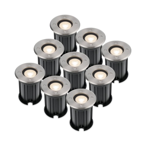 Hoftronic 9x maisy dimbare led grondspot rond rvs