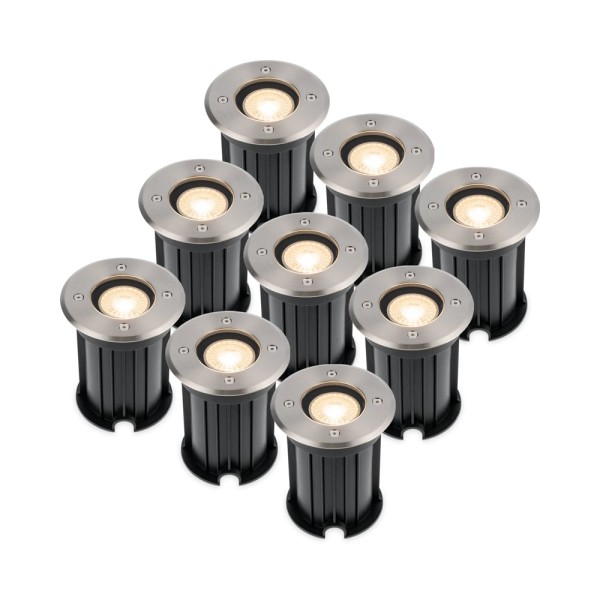 Hoftronic 9x maisy dimbare led grondspot rond rvs 9