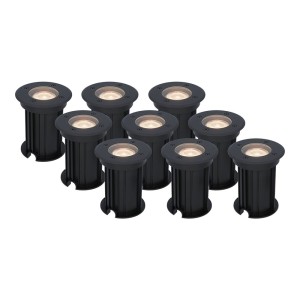 Hoftronic 9x maisy dimbare led grondspot – rond – zwart – 2700k – 5 watt – ip67 – voor buiten