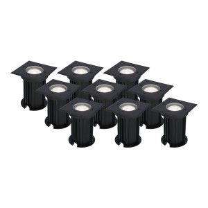 HOFTRONIC 9x Ramsay dimbare LED grondspot – Vierkant – Zwart – 6000K daglicht wit – 5 Watt – IP67 straal waterdicht – 3 jaar garantie