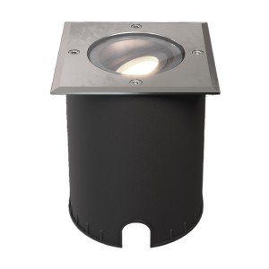 HOFTRONIC Cody LED Grondspot RVS – GU10 4,5 Watt 345 lumen dimbaar – 4000K neutraal wit – Kantelbaar – Overrijdbaar – Vierkant – IP67 waterdicht