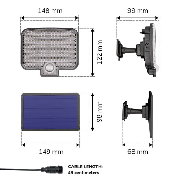 Hoftronic colby led solar wandlamp buiten met bewe 8