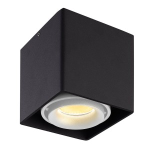 HOFTRONIC Dimbare LED Opbouwspot plafond Esto Zwart met witte afdekring IP20 kantelbaar excl. GU10 lichtbron