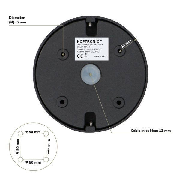 Hoftronic dimbare led opbouwspot ray zwart 5w 4000 5