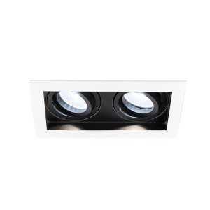 HOFTRONIC Durham Inbouwspot Dubbel Wit – GU10 5 Watt 400 lumen – 6000K daglicht wit – Kantelbaar – IP20 – Rechthoek