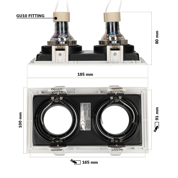 Hoftronic durham inbouwspot dubbel wit gu10 5 watt 13