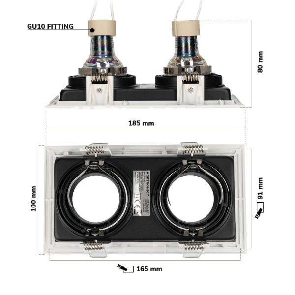 Hoftronic durham inbouwspot dubbel wit gu10 5 watt 3