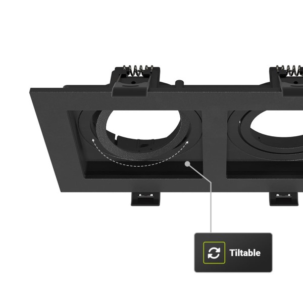 Hoftronic fresno dubbele inbouwspot rechthoek 2x g 10