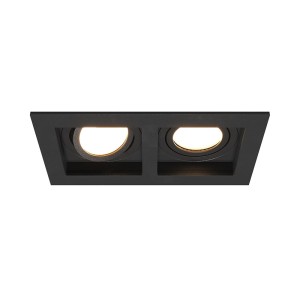 HOFTRONIC Fresno Dubbele Inbouwspot – Rechthoek – 2x GU10 – 4000K Neutraal wit – 10 Watt 800 lumen – Kantelbaar – IP20 stofdicht- Zwart – Met kabelconnectoren