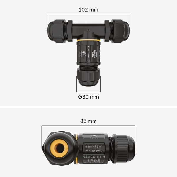 Hoftronic kabelverbinder t vorm ip68 waterdicht wa 5
