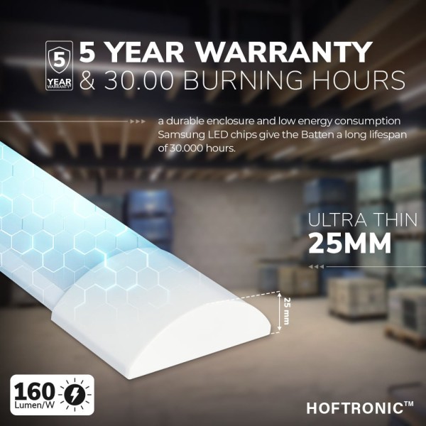 Hoftronic led batten 120 cm 30w 6400k 4800lm 140lm 6