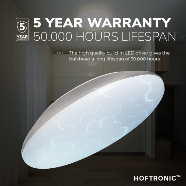 Hoftronic led bulkhead 30 cm plafondlamp 18w 2100 13