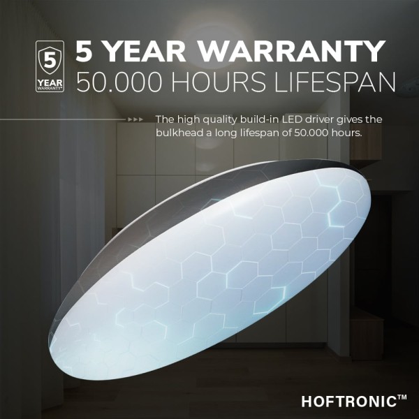 Hoftronic led bulkhead 30 cm plafondlamp 18w 2100 5