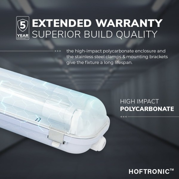 Hoftronic led t8 tl armatuur ip65 120 cm 3000k 18w 13