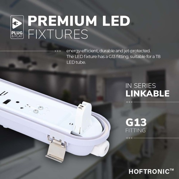 Hoftronic led t8 tl armatuur ip65 120 cm 4000k 18w 38