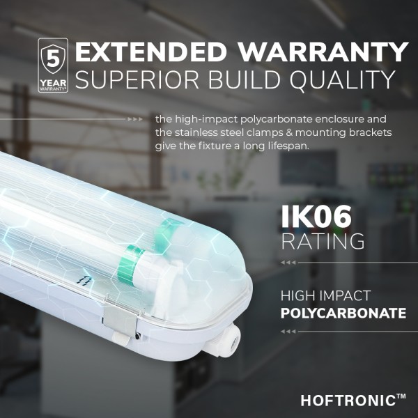 hoftronic led t8 tl armatuur ip65 150 cm 3000k inc 4