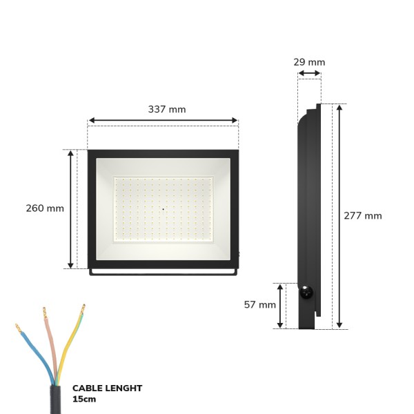 Hoftronic lumos led breedstraler 150w 15200lm 4000 5